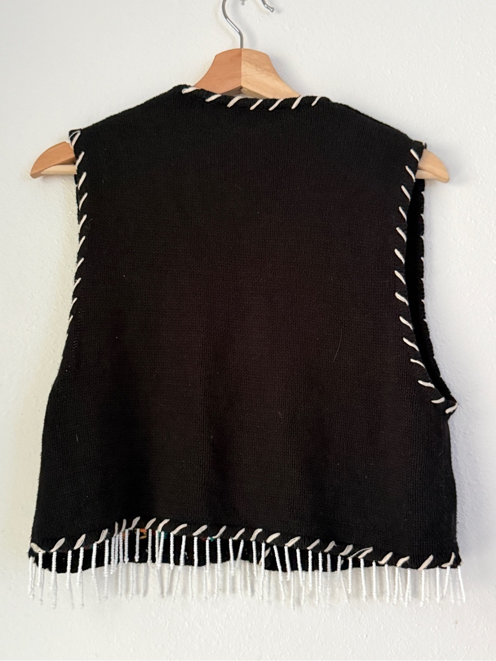 Bambu Vintage Black Vest Embroidered desert theme Beads Fringe Size Medium - Picture 6 of 10
